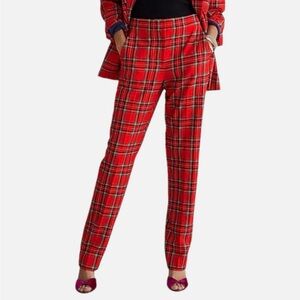 J. Crew Kate BM760 holiday red plaid wool blend slim pant size 4